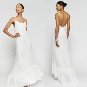 New Reformation Shae Dress Romantic Lace White Wedding Gown 12 Low Back Strappy